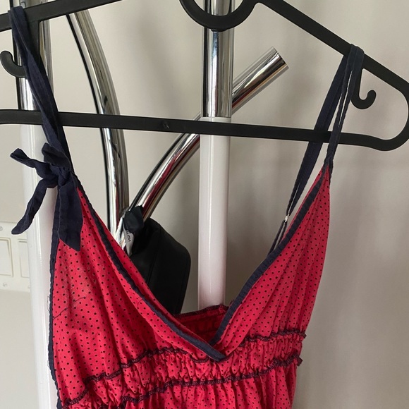 Pink and navy Polka dot vintage dress - Picture 2 of 3